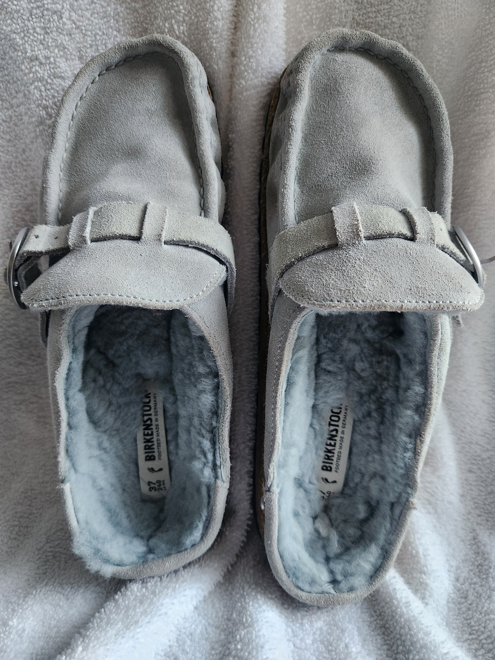 Birkenstock Buckley Light Gray Suede  Clogs with Buckle 37N - Picture 5 of 6